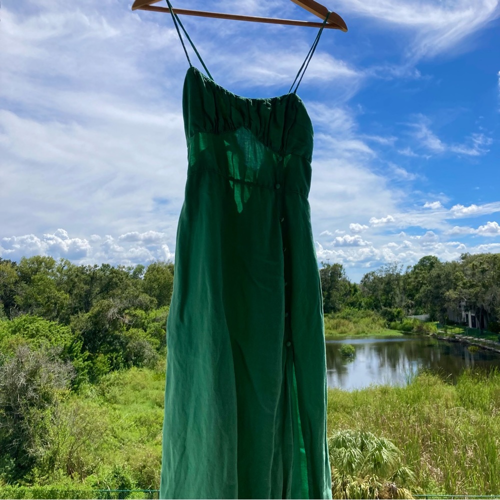 Zara Green Maxi Sundress with thin straps